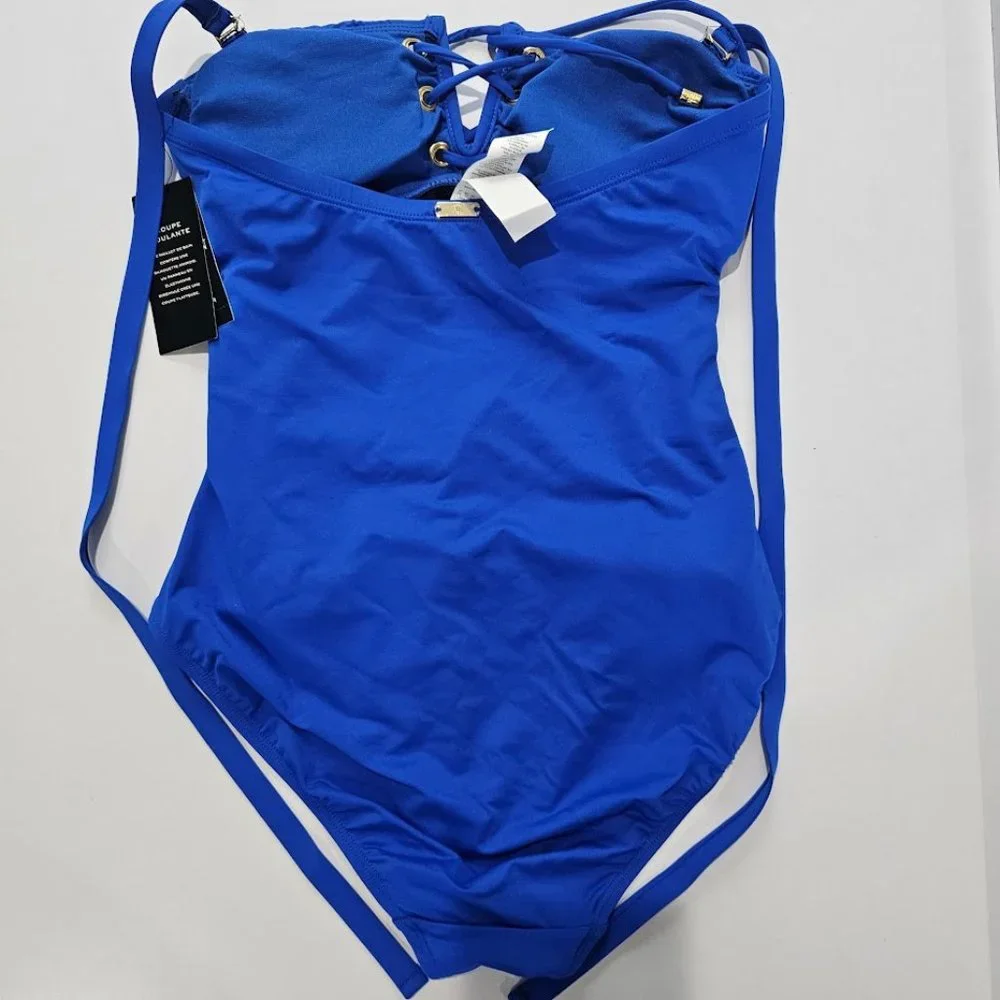 Lauren Ralph Lauren Lace-up Bandeau Tummy-Control One-Piece Swimsuit Siz… - Picture 7 of 11